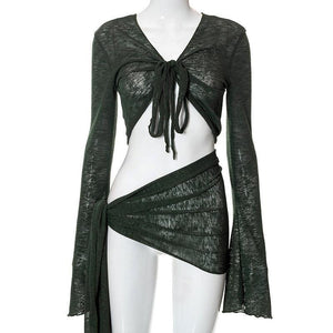 2024 Mesh See - through Strap Long - sleeved Wrap Top and Skirt - MRC STOREsetMy Store2024 Mesh See - through Strap Long - sleeved Wrap Top and Skirt - MRC STOREMRC STORECJTZ1792581-Green-LGreenL