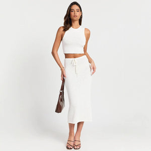 Women’s Two - Piece Skirt Set - Sleeveless White - MRC STOREsetMy StoreWomen’s Two - Piece Skirt Set - Sleeveless White My Store MRC STORECJLS231714803CXWhiteL