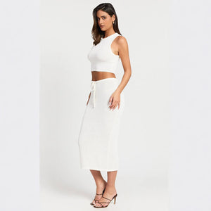 Women’s Two - Piece Skirt Set - Sleeveless White - MRC STOREsetMy StoreWomen’s Two - Piece Skirt Set - Sleeveless White My Store MRC STORECJLS231714803CXWhiteL