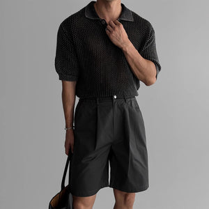 Polo Shirt - Honeycomb Knitted Short Sleeve - MRC STOREshirtMy StoreMen’s Polo Shirt - Honeycomb Knitted Short Sleeve My Store MRC STORECJYH235045907GTBlackL