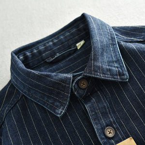 Men’s Denim Shirt - Striped Dark Blue Coat - MRC STOREshirtMy StoreMen’s Denim Shirt - Striped Dark Blue Coat My Store MRC STORECJDS235429404DWDark Blue2XL