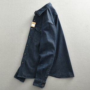 Men’s Denim Shirt - Striped Dark Blue Coat - MRC STOREshirtMy StoreMen’s Denim Shirt - Striped Dark Blue Coat My Store MRC STORECJDS235429404DWDark Blue2XL