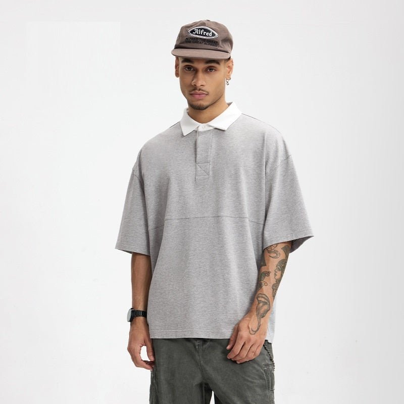 Men’s Polo Shirt - Mountain Contrast Lapel - MRC STOREshirtMy StoreMen’s Polo Shirt - Mountain Contrast Lapel My Store MRC STORECJYH233225102BYFlower GrayL