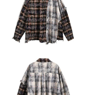 Men’s retro plaid shirt with a loose fit, featuring a classic design in bold colors, ideal for casual and vintage fashion styles.