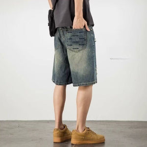 Denim Shorts - Retro Loose Hole Blue - MRC STOREShortsMy StoreMen’s Denim Shorts - Retro Loose Hole Blue My Store MRC STORECJYD240190405EV2XLBlue
