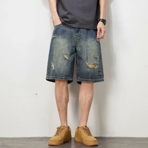 Denim Shorts - Retro Loose Hole Blue - MRC STOREShortsMy StoreMen’s Denim Shorts - Retro Loose Hole Blue My Store 32.83MRC STORECJYD240190405EV2XLBlue
