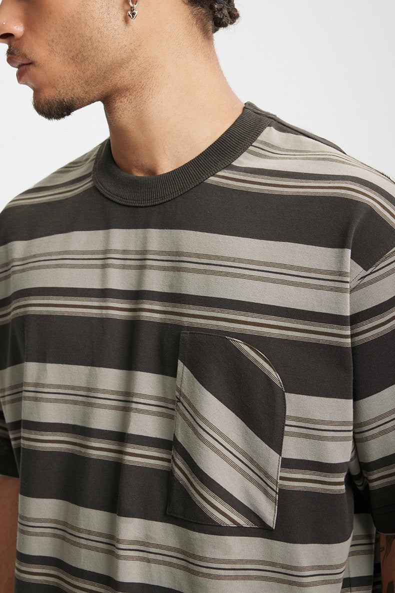 Unisex Striped T-Shirt - Loose Pocket Style - MRC STOREShortsMy StoreUnisex Striped T-Shirt - Loose Pocket Style My Store 25.70MRC STORECJYH233225705EVGrayL