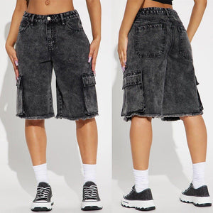 Frayed Hem Denim Shorts – Black Street Style - MRC STOREShortsMy StoreStreet Style Frayed Hem Denim Shorts – Black, Cropped & Straight - MRC STOREMRC STORECJNZ211165003CXBlackL