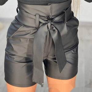High Waist PU Shorts – Black Strap, Belted - MRC STOREShortsMy StoreHigh Waist Black Strap PU Shorts with Belt - Sleek and Stylish - MRC STOREMRC STORECJTZ212131703CXBlackL