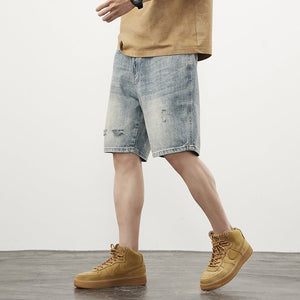 Ripped Denim Shorts - Straight Blue - MRC STOREShortsMy StoreMen’s Ripped Denim Shorts - Straight Blue My Store MRC STORECJXX235400601AZBlue28