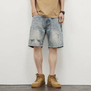 Ripped Denim Shorts - Straight Blue - MRC STOREShortsMy StoreMen’s Ripped Denim Shorts - Straight Blue My Store 31.73MRC STORECJXX235400601AZBlue28