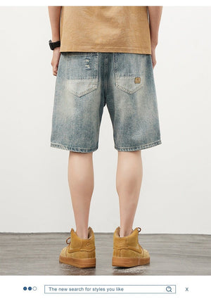 Ripped Denim Shorts - Straight Blue - MRC STOREShortsMy StoreMen’s Ripped Denim Shorts - Straight Blue My Store MRC STORECJXX235400601AZBlue28