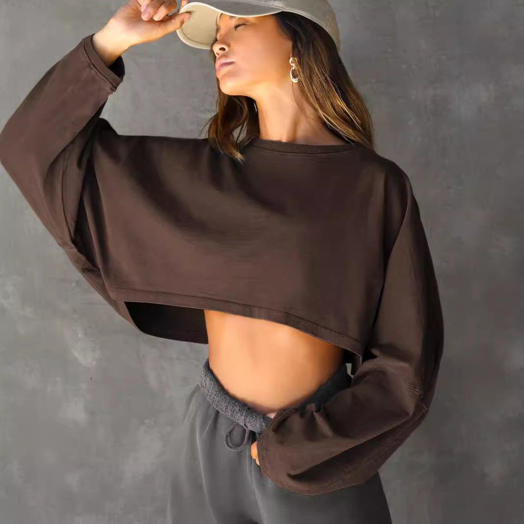 Round Neck Distressed Sweater – Short Sports - MRC STORESweaters & HoodiesMy StoreWomen's Round Neck Distressed Sports Sweater – European & American Short Pullover - MRC STOREMRC STORECJWY215995815OLApricotL