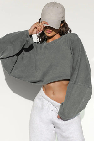 Round Neck Distressed Sweater – Short Sports - MRC STORESweaters & HoodiesMy StoreWomen's Round Neck Distressed Sports Sweater – European & American Short Pullover - MRC STOREMRC STORECJWY215995811KPLight GrayL