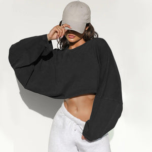 Round Neck Distressed Sweater – Short Sports - MRC STORESweaters & HoodiesMy StoreWomen's Round Neck Distressed Sports Sweater – European & American Short Pullover - MRC STOREMRC STORECJWY215995831EVReactive BlackL