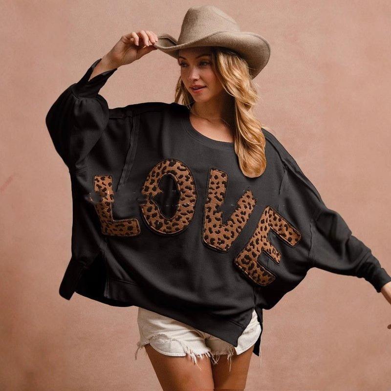 Love Letter Embroidery Stitching Sweater - Loose Casual Top - MRC STORESweaters & HoodiesMy StoreLove Letter Embroidery Stitching Sweater - Loose Casual Top - MRC STOREMRC STORECJWY225133708HSBlackL