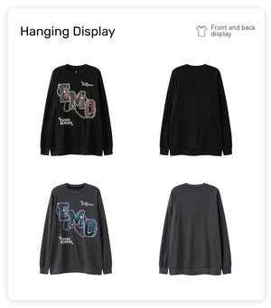 Letter Print Crew Neck Sweater – Long Sleeve - MRC STORESweaters & HoodiesMy StoreFashion Letters Printed Long Sleeve Crew Neck Sweater - Hip Hop Style Pullover in Black & Gray - MRC STOREMRC STORECJWY197826802BYBlackL