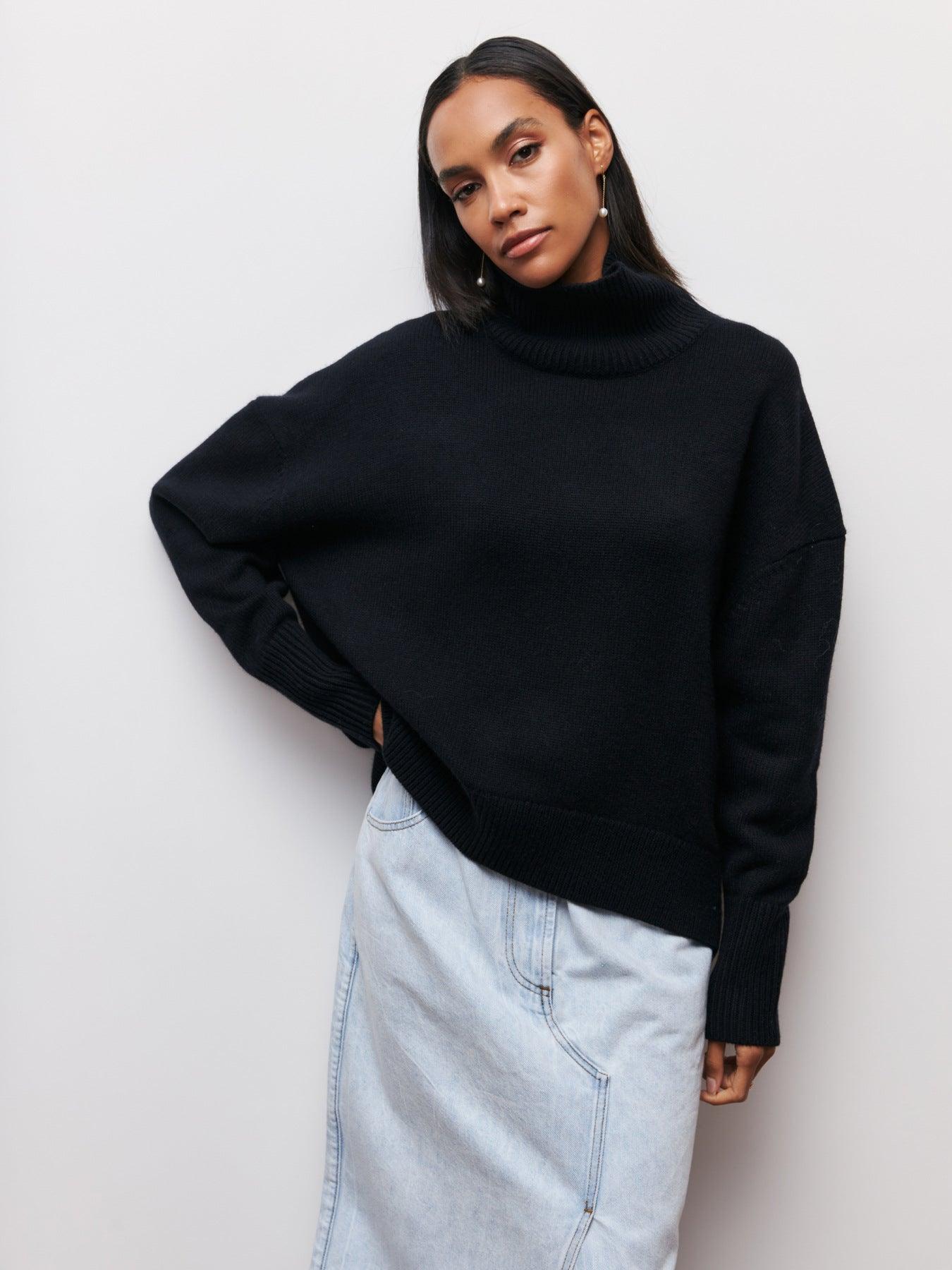 Loose Mock Neck Casual Sweater – Comfortable Pullover for Everyday Wear - MRC STORESweaters & HoodiesMy StoreLoose Mock Neck Casual Sweater – Comfortable Pullover for Everyday Wear - MRC STOREMRC STORECJMY229174603CXBlackL