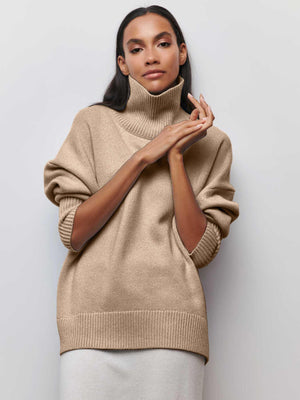 Loose Mock Neck Casual Sweater – Comfortable Pullover for Everyday Wear - MRC STORESweaters & HoodiesMy StoreLoose Mock Neck Casual Sweater – Comfortable Pullover for Everyday Wear - MRC STOREMRC STORECJMY229174631EVLight KhakiL