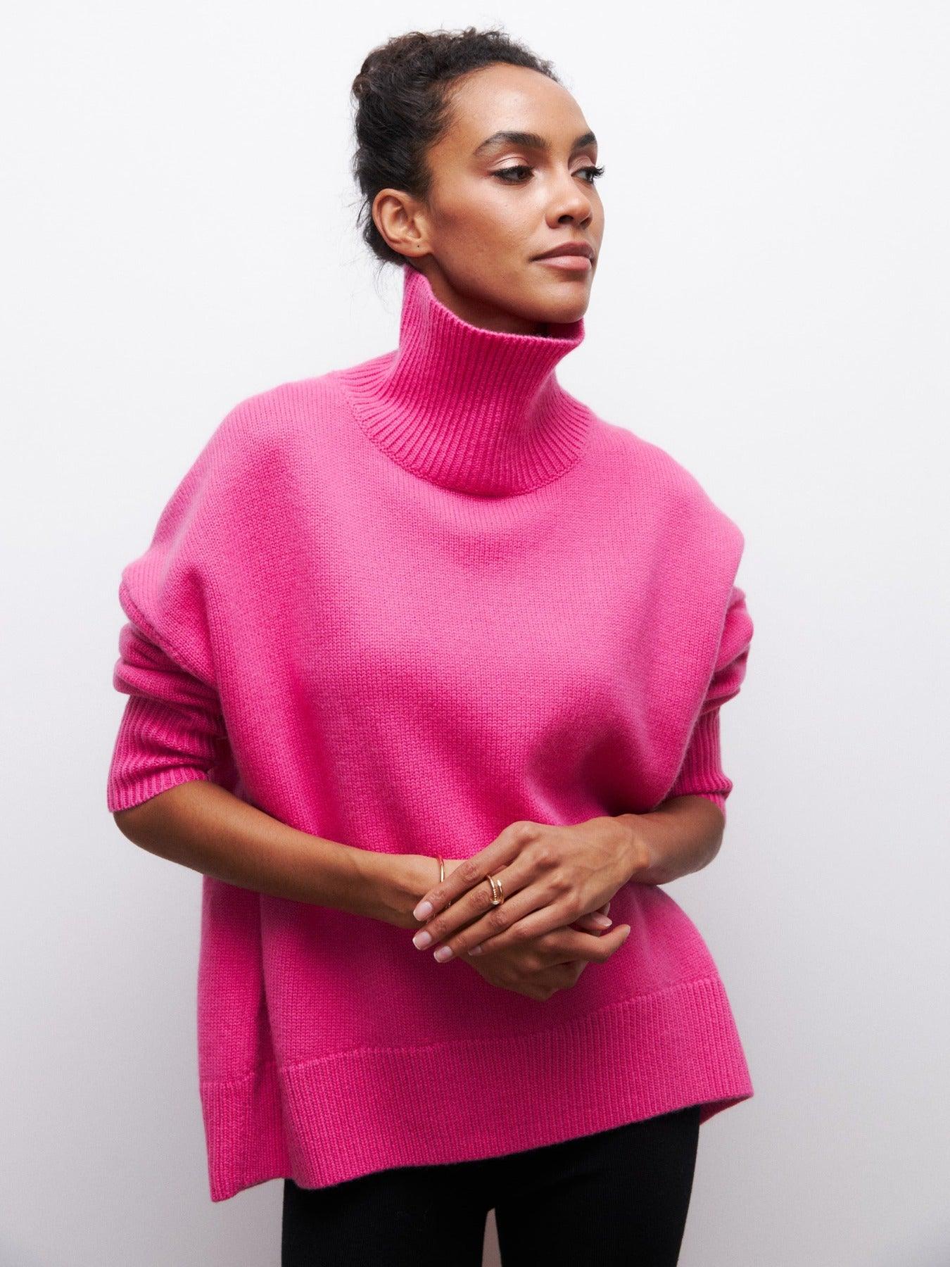 Loose Mock Neck Casual Sweater – Comfortable Pullover for Everyday Wear - MRC STORESweaters & HoodiesMy StoreLoose Mock Neck Casual Sweater – Comfortable Pullover for Everyday Wear - MRC STOREMRC STORECJMY229174623WDRose RedL