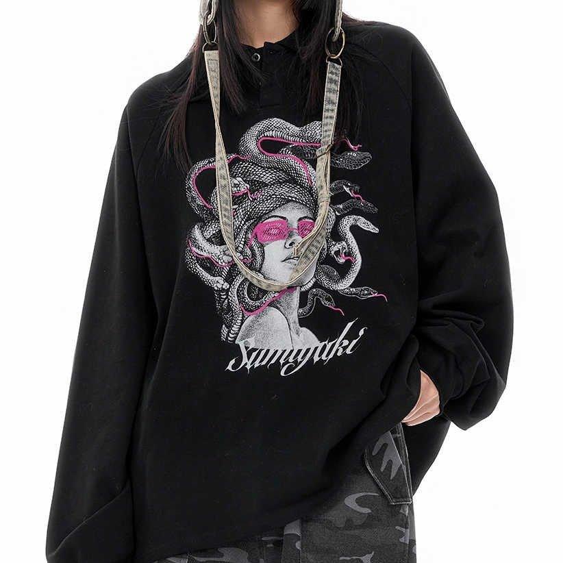 Medusa Snake Polo Sweater – Long Sleeve - MRC STORESweaters & HoodiesMy StoreKnitted Medusa Snake Long Sleeved Streetwear Polo Sweater – Autumn & Winter Top - MRC STOREMRC STORECJWY224898604DWBlackL