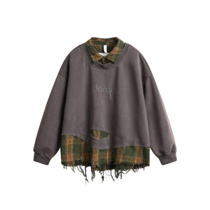 Ripped Burr Lapel Sweater – Fake Two - Piece - MRC STORESweaters & HoodiesMy StoreAmerican Style Ripped Burr Fake Two Piece Lapel Sweater – Stylish and Casual for Everyday Wear - MRC STOREMRC STORECJWY216696106FUGrayL