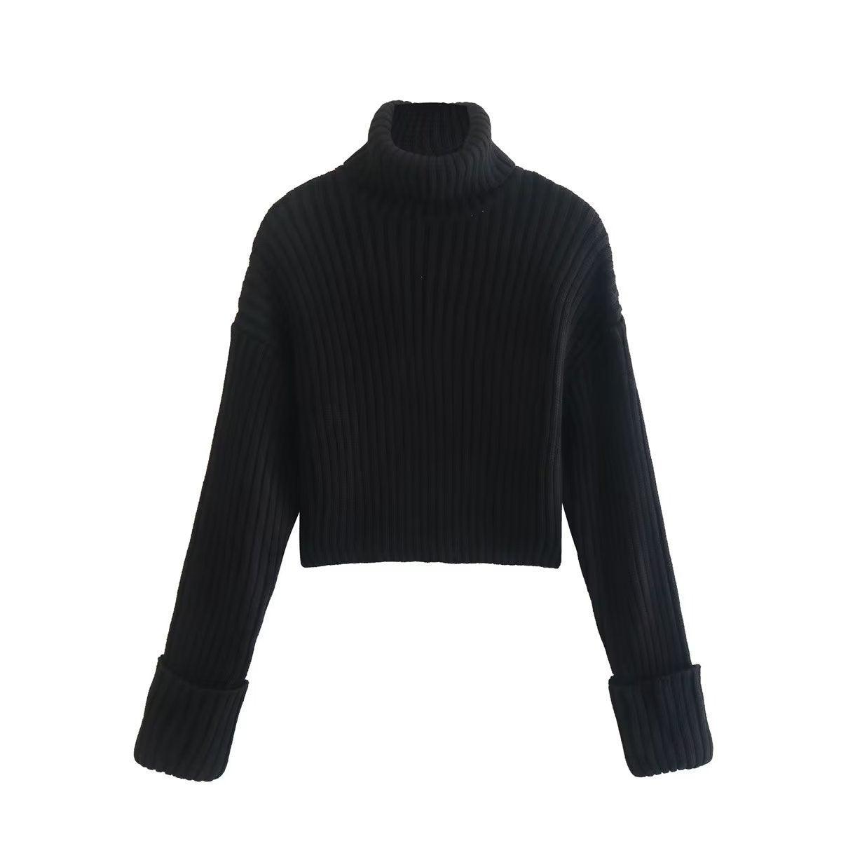 Stylish Striped Turtleneck Sweater for Women – Ultra - Short Loose Fit Design - MRC STORESweaters & HoodiesMy StoreStylish Striped Turtleneck Sweater for Women – Ultra - Short Loose Fit Design - MRC STOREMRC STORECJMY224040312LOBlackL