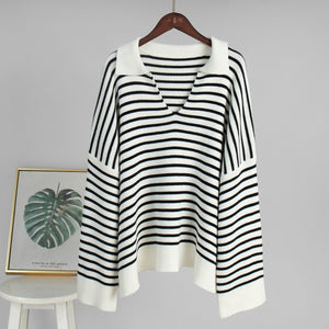 Women’s Striped Long Sleeve Sweater - MRC STORESweaters & HoodiesMy StoreWomen’s Striped Long Sleeve Sweater My Store MRC STORECJMY249044503CXBlackL