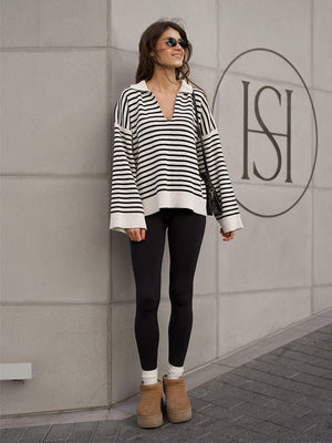 Women’s Striped Long Sleeve Sweater - MRC STORESweaters & HoodiesMy StoreWomen’s Striped Long Sleeve Sweater My Store MRC STORECJMY249044503CXBlackL