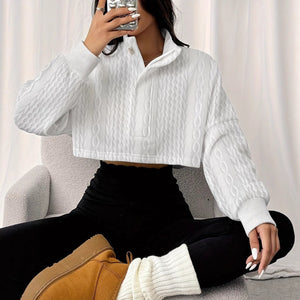 Textured Sweater - Stand Collar White - MRC STORESweaters & HoodiesMy StoreWomen’s Textured Sweater - Stand Collar White My Store MRC STORECJWY237703003CXWhiteL
