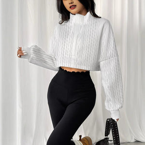 Textured Sweater - Stand Collar White - MRC STORESweaters & HoodiesMy StoreWomen’s Textured Sweater - Stand Collar White My Store MRC STORECJWY237703003CXWhiteL