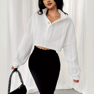 Textured Sweater - Stand Collar White - MRC STORESweaters & HoodiesMy StoreWomen’s Textured Sweater - Stand Collar White My Store MRC STORECJWY237703003CXWhiteL