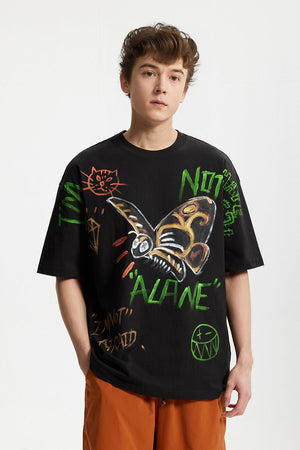 Men’s Graffiti T-Shirt - Loose Cartoon Print - MRC STORET-ShirtsMy StoreMen’s Graffiti T-Shirt - Loose Cartoon Print My Store MRC STORECJYH233230605EVBeige GrayL