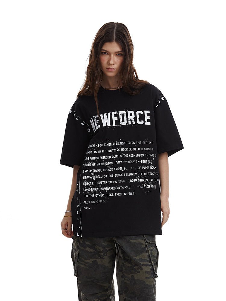 Unisex Vintage T-Shirt - Letter Print Loose - MRC STORET-ShirtsMy StoreUnisex Vintage T-Shirt - Letter Print Loose My Store MRC STORECJYH234301503CXBlackL