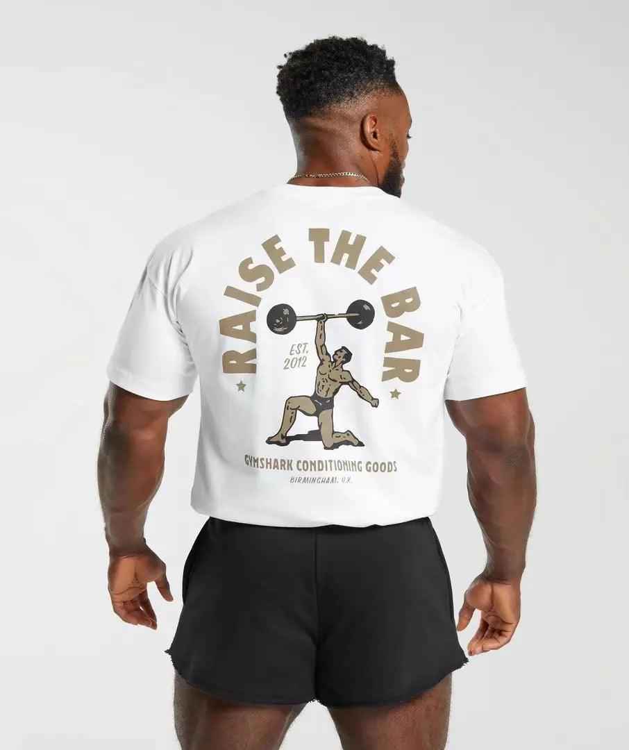 Black loose sports T-shirt from My Store with shark graphic on the back, made for comfortable activewear.