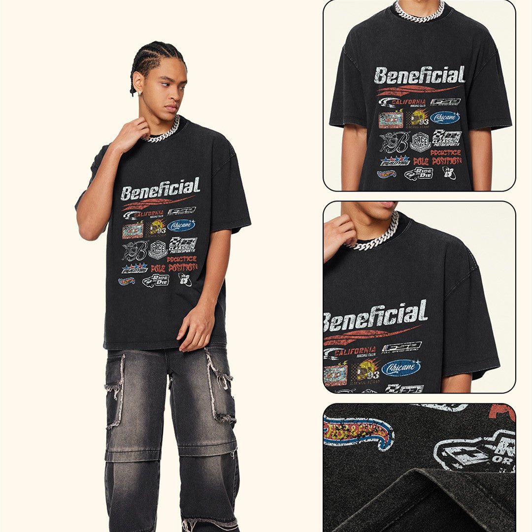 Men’s Oversized T-Shirt - Cartoon Washed Print - MRC STORET-ShirtsMy StoreMen’s Oversized T-Shirt - Cartoon Washed Print My Store MRC STORECJYH236317010JQBlack Fried SnowflakeL