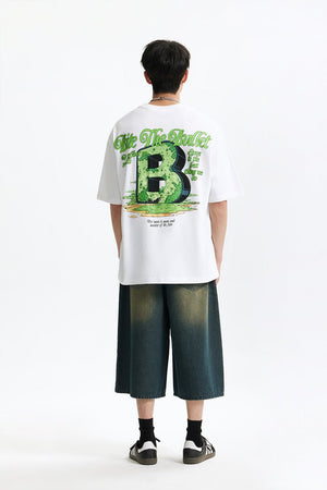 Men’s Printed T-Shirt - Letter B Loose - MRC STORET-ShirtsMy StoreMen’s Printed T-Shirt - Letter B Loose My Store MRC STORECJYH229964702BYWhiteL