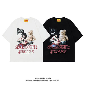 Men’s Retro T-Shirt - Loose Bear & Letter Print - MRC STORET-ShirtsMy StoreMen’s Retro T-Shirt - Loose Bear & Letter Print My Store MRC STORECJYH234860305EVWhiteL