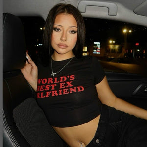 Women’s Crop Top T-Shirt - Letter Print Slim - MRC STORET-ShirtsMy StoreWomen’s Crop Top T-Shirt - Letter Print Slim My Store MRC STORECJCS230584809IRBlackL