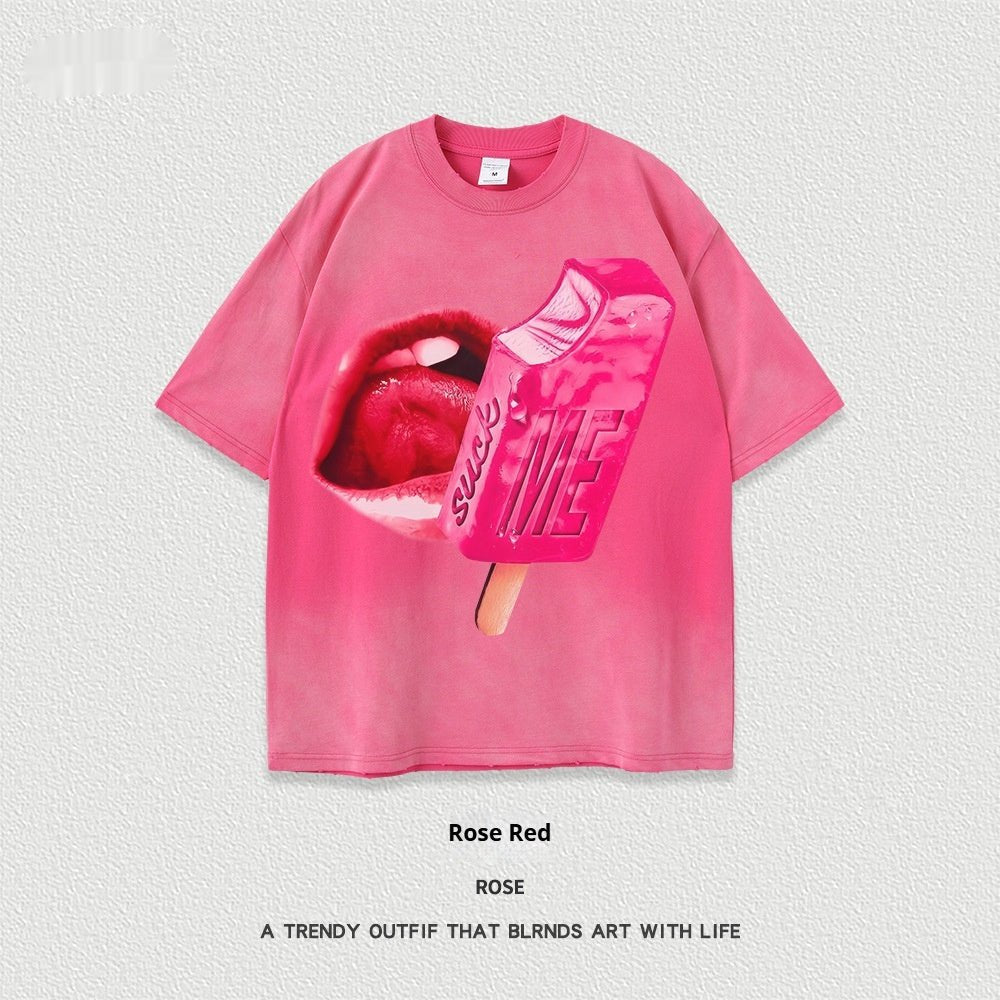 Women’s Street T-Shirt - Washed Cartoon Loose Top - MRC STORET-ShirtsMy StoreWomen’s Street T-Shirt - Washed Cartoon Loose Top My Store 27.86MRC STORECJYH238958615OLRose RedL