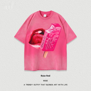 Women’s Street T-Shirt - Washed Cartoon Loose Top - MRC STORET-ShirtsMy StoreWomen’s Street T-Shirt - Washed Cartoon Loose Top My Store 27.86MRC STORECJYH238958615OLRose RedL