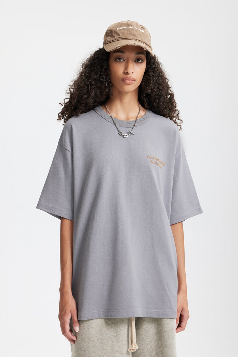 Embroidered T-Shirt - Retro Thread Collar - MRC STORET-ShirtsMy StoreMen’s Embroidered T-Shirt - Retro Thread Collar My Store MRC STORECJYH233219802BYGray BlueL