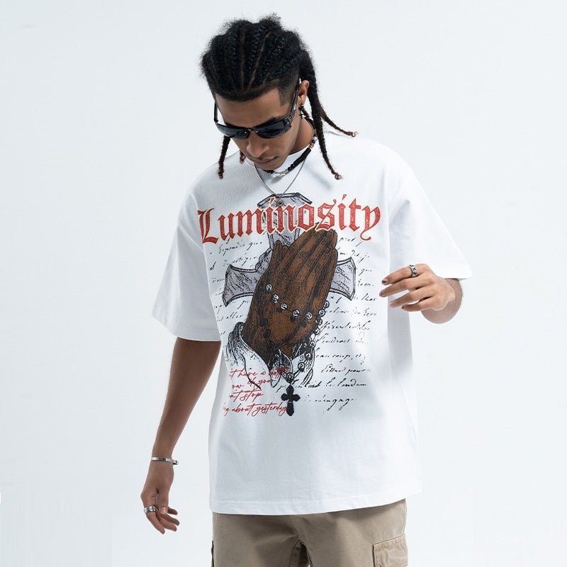 Men’s Vintage T-Shirt - Cross Letter Print - MRC STORET-ShirtsMy StoreMen’s Vintage T-Shirt - Cross Letter Print My Store MRC STORECJYH229714703CXWhiteL