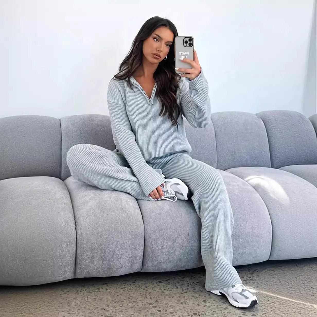 Comfortable Lapel Long Sleeve Pants Suit - MRC STORETopMy StoreComfortable Lapel Long Sleeve Pants Suit - MRC STOREMRC STORECJMY211114103CXGrayL