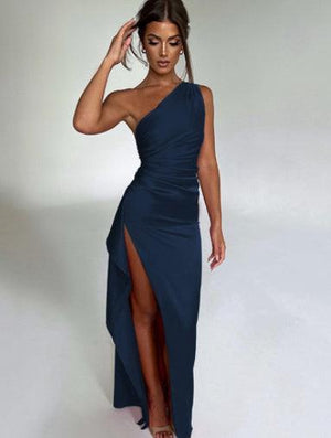 Elegant One - Shoulder Satin Dress - MRC STORETopMy StoreElegant One - Shoulder Satin Dress - MRC STOREMRC STORECJLY173739533GTBlueL