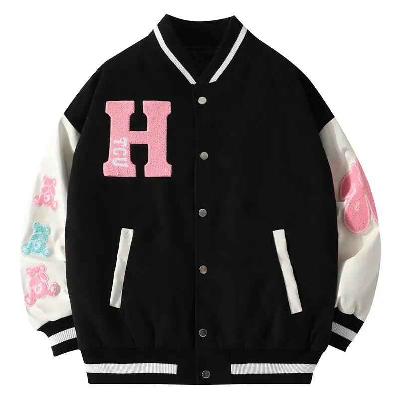 Embroidered Bear Casual Baseball Jacket - MRC STORETopMy StoreEmbroidered Bear Casual Baseball JacketMRC STORECJLX155075603CXBlackL