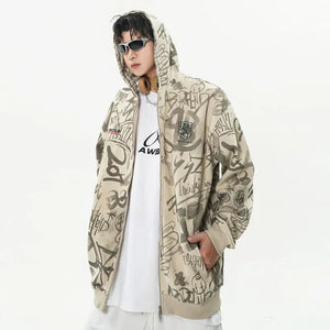 Graffiti Print Hooded Sweatshirt - MRC STORETopMy StoreGraffiti Print Hooded Sweatshirt - MRC STOREMRC STORECJWY200377903CXApricotL