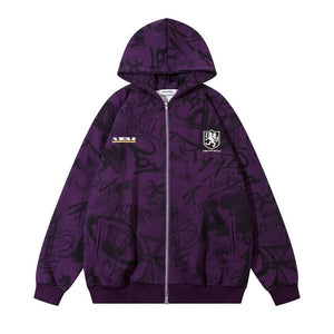 Graffiti Print Hooded Sweatshirt - MRC STORETopMy StoreGraffiti Print Hooded Sweatshirt - MRC STOREMRC STORECJWY200377908HSPurpleL
