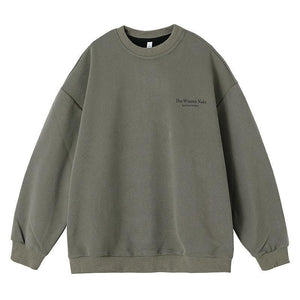 Apricot retro print crew neck sweatshirt by My Store, loose fit top with vintage-inspired design and comfortable fabric.