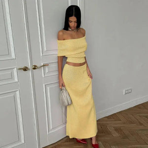 Slim Fit Crop Top & High Waist Woolen Skirt Set - MRC STORETopMy StoreSlim Fit Crop Top & High Waist Woolen Skirt Set - MRC STOREMRC STORECJLS211707306FUYellowL
